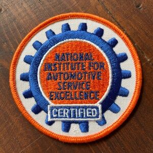 Certified Automotive Service Patch - Orange & Blue Embroidered Patch